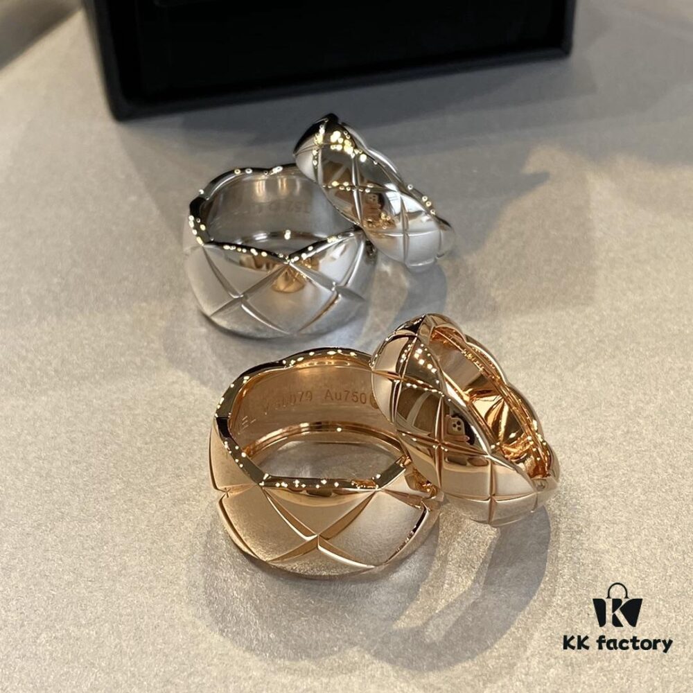 692fffba99f2d84055c8eb91 New Coco Ring, ZP One-to-One Version, Matching All Details with ZP, Including Grooves on the Inner Band, 360-Polished for Comfort, Gradient Diamond-Cut Chevron Pattern on Outer Band, Crafted with Imported CNC Precision Carving, Made with V-Gold Plating Technology
