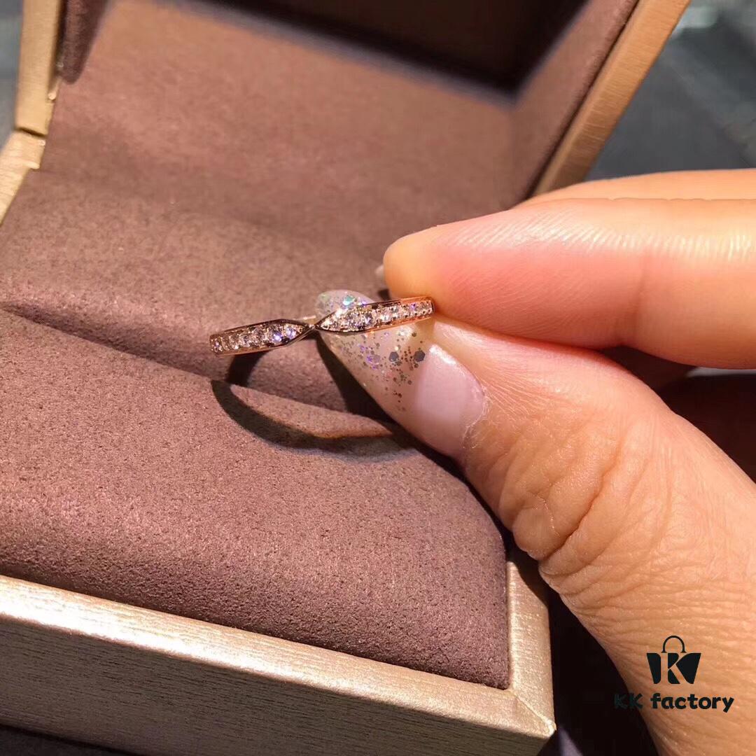 692fffe299f2d84055c8ebbe CHAUMET Paris X-Shaped Ring, Couple's Matching Band, Men's Plain Version Without Diamonds, Women's Full Diamond Version