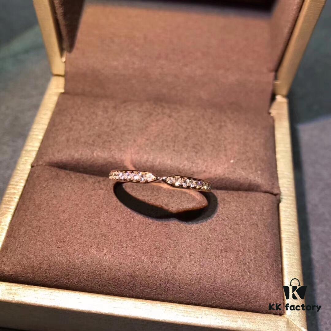 692fffe399f2d84055c8ebbf CHAUMET Paris X-Shaped Ring, Couple's Matching Band, Men's Plain Version Without Diamonds, Women's Full Diamond Version