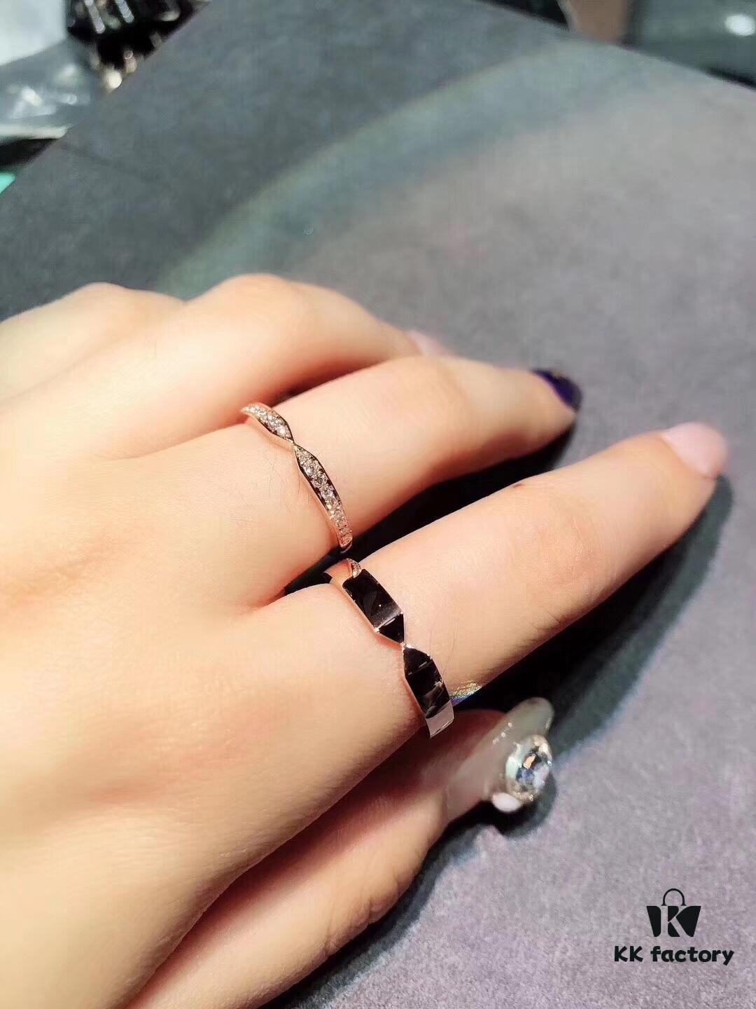 692fffe799f2d84055c8ebc3 CHAUMET Paris X-Shaped Ring, Couple's Matching Band, Men's Plain Version Without Diamonds, Women's Full Diamond Version