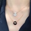 692fffed99f2d84055c8ebc7 New 925 Sterling Silver Plated with Gold CHAUMET Paris Jeux de Liens Harmony Round Mother-of-Pearl Pendant Necklace