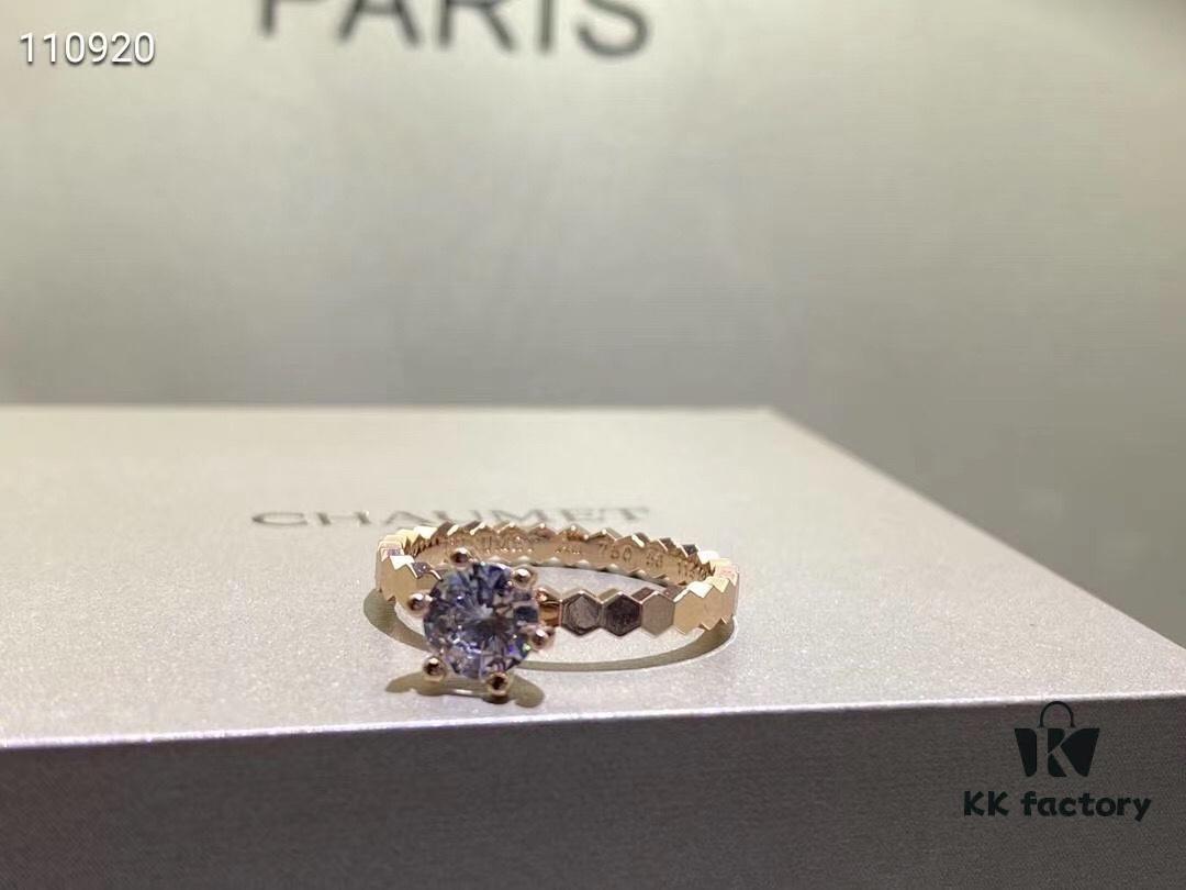Shangmei Honeycomb Solitaire Ring, Bridal Diamond-Grade Premium Style, Elegant and Beautiful, Radiating Brilliant Sparkle All Around, High-End Custom 925 Sterling Silver Plated with 18K Real Gold, Center Stone Featuring 8-Star 8-Arrow Cut