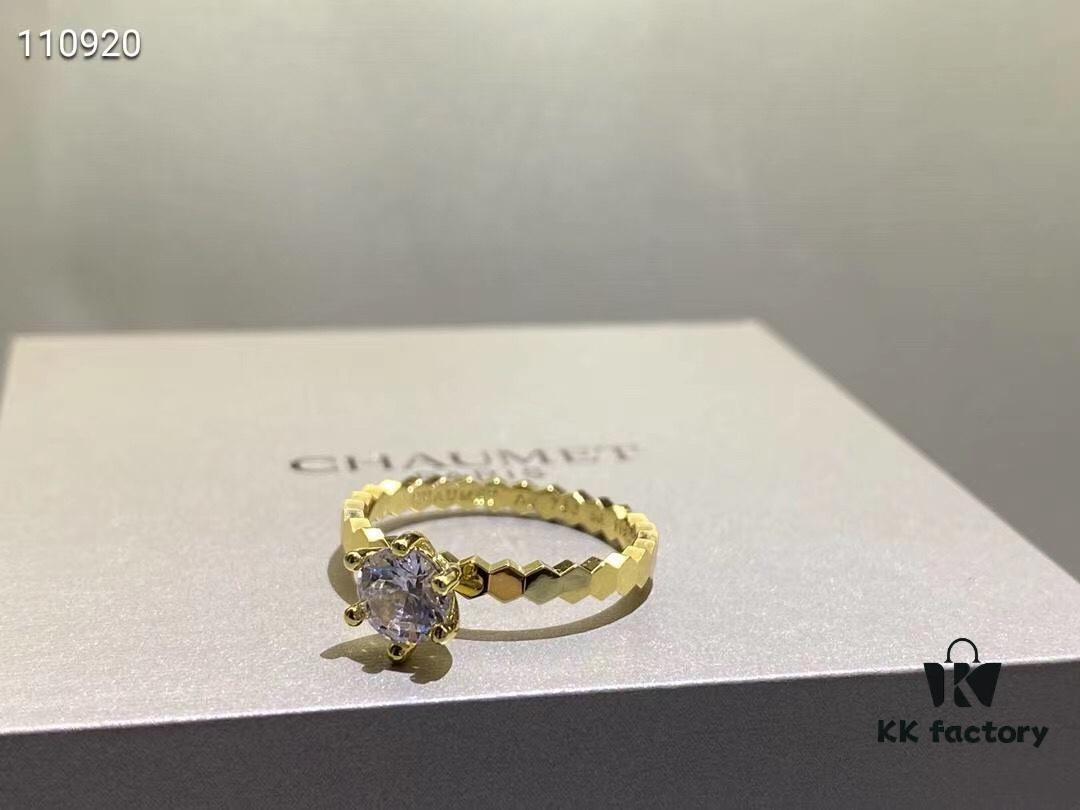 Shangmei Honeycomb Solitaire Ring, Bridal Diamond-Grade Premium Style, Elegant and Beautiful, Radiating Brilliant Sparkle All Around, High-End Custom 925 Sterling Silver Plated with 18K Real Gold, Center Stone Featuring 8-Star 8-Arrow Cut