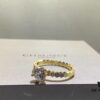 Shangmei Honeycomb Solitaire Ring, Bridal Diamond-Grade Premium Style, Elegant and Beautiful, Radiating Brilliant Sparkle All Around, High-End Custom 925 Sterling Silver Plated with 18K Real Gold, Center Stone Featuring 8-Star 8-Arrow Cut