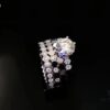 Shangmei Honeycomb Solitaire Ring, Bridal Diamond-Grade Premium Style, Elegant and Beautiful, Radiating Brilliant Sparkle All Around, High-End Custom 925 Sterling Silver Plated with 18K Real Gold, Center Stone Featuring 8-Star 8-Arrow Cut