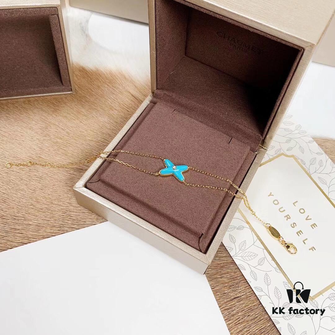 6930001399f2d84055c8ebe7 CHAUMET PARIS Liens 'Forever Linked' Bracelet – Symbol of Eternal Connection, Crafted in 18K Gold-Plated 925 Silver with Mother-of-Pearl, Turquoise, Lapis Lazuli, and Sparkling Zirconia