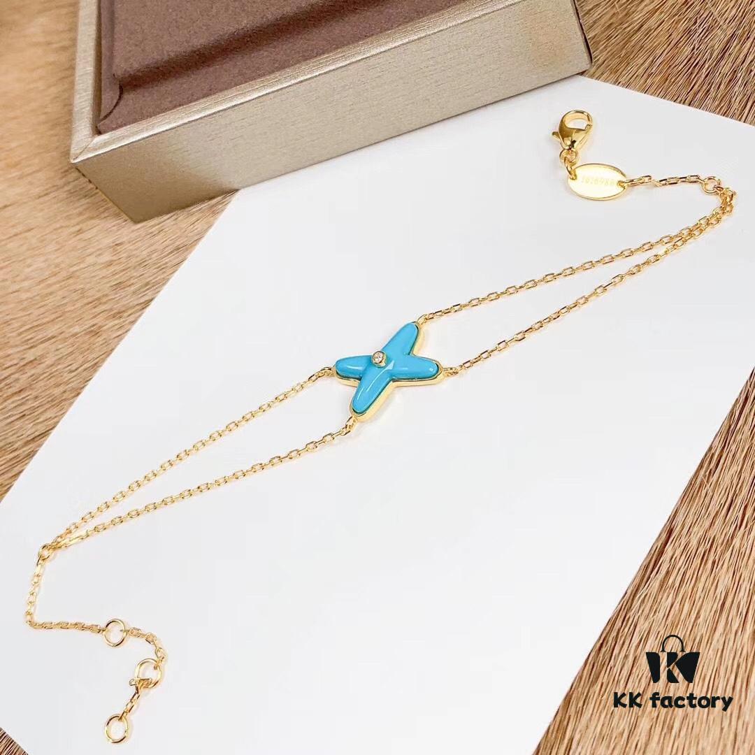 6930001499f2d84055c8ebe8 CHAUMET PARIS Liens 'Forever Linked' Bracelet – Symbol of Eternal Connection, Crafted in 18K Gold-Plated 925 Silver with Mother-of-Pearl, Turquoise, Lapis Lazuli, and Sparkling Zirconia