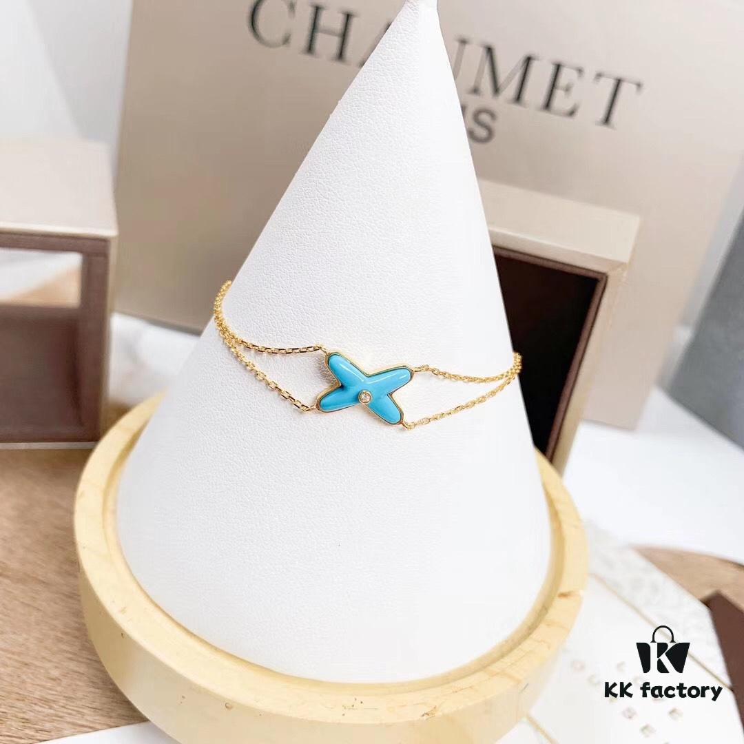 6930001799f2d84055c8ebe9 CHAUMET PARIS Liens 'Forever Linked' Bracelet – Symbol of Eternal Connection, Crafted in 18K Gold-Plated 925 Silver with Mother-of-Pearl, Turquoise, Lapis Lazuli, and Sparkling Zirconia