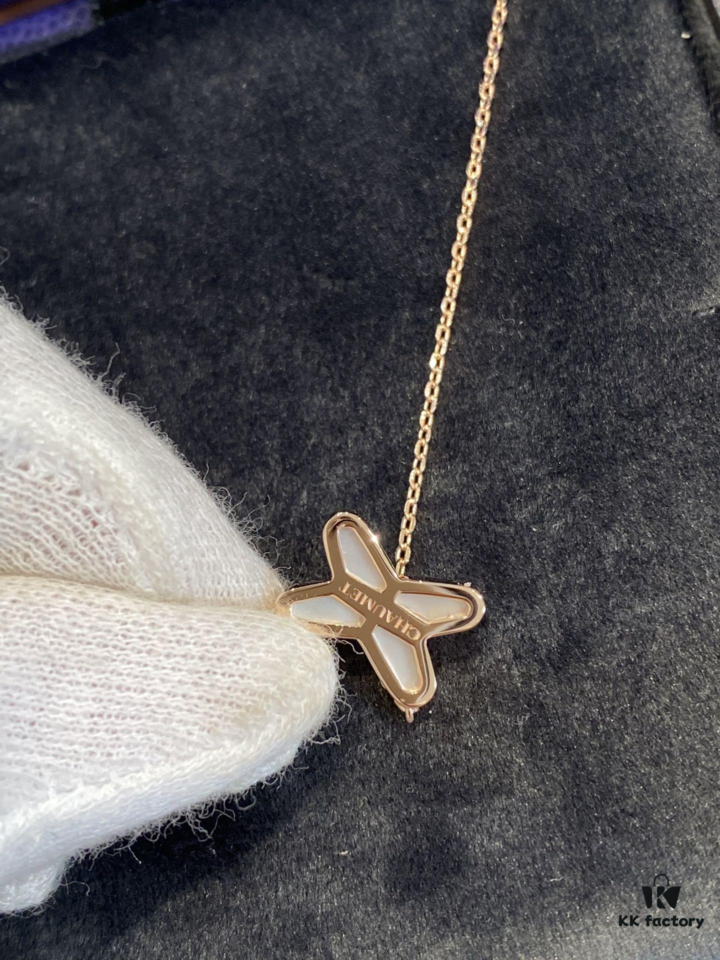 693000cf99f2d84055c8ecae Cross Necklace in Rose Gold with White Shell, Chu Shang Meets Paris Elegance, 37.5-41.5cm, V-Gold Plated Thick Gold Finish, Paired with Natural Deep-Sea White Shell, Exquisitely Crafted on Both Sides, Individually Stone-Cut