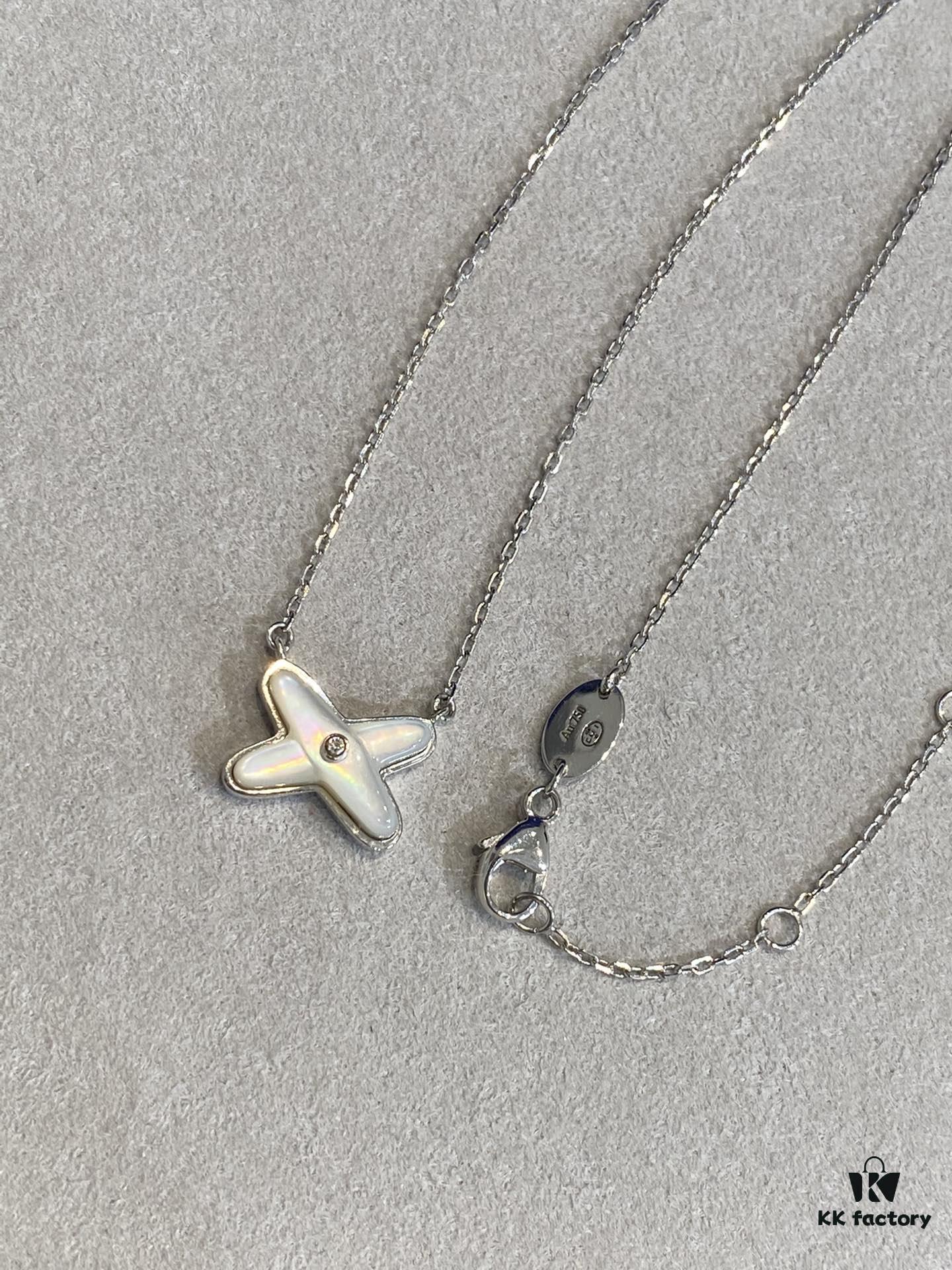 693000d499f2d84055c8ecb8 Cross Necklace in Rose Gold with White Shell, Chu Shang Meets Paris Elegance, 37.5-41.5cm, V-Gold Plated Thick Gold Finish, Paired with Natural Deep-Sea White Shell, Exquisitely Crafted on Both Sides, Individually Stone-Cut
