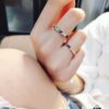 Gray Snake Ring and Honeycomb Ring Couple Set