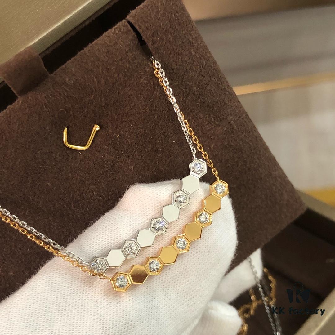 693000f299f2d84055c8ecd9 CH@UMET Honeycomb Diamond-Cut Necklace, Dual-Finish Design, CNC Precision Carved with Full Hand-Set Stones, Double-Sided Wearable V-Gold Plated Jewelry in Silver and Rose Gold, 39-43cm Length