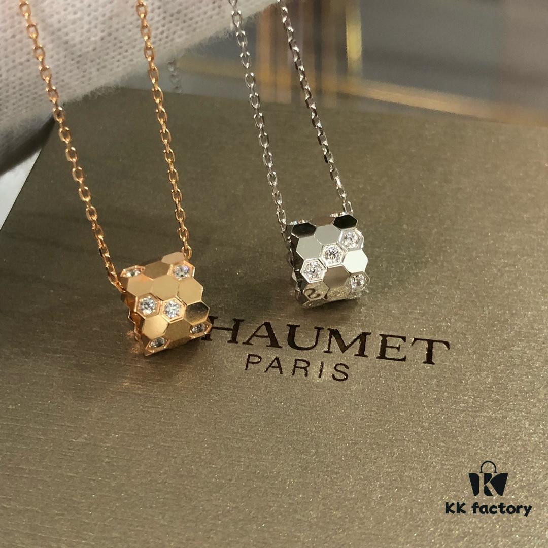 6930010c99f2d84055c8ecf0 CHAUMET Honeycomb Half-Diamond Small Cylinder Necklace, Two Tones, Double-Sided Wearing, V-Gold Material