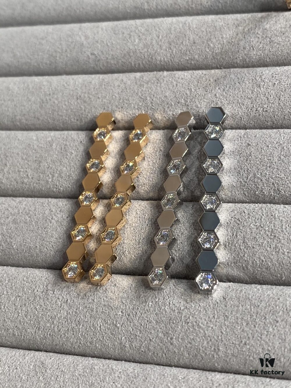 6930011399f2d84055c8ecf5 Shangmei Honeycomb Earrings, Long Style, Seamless Stacking Design with Precision-Crafted Ear Pins