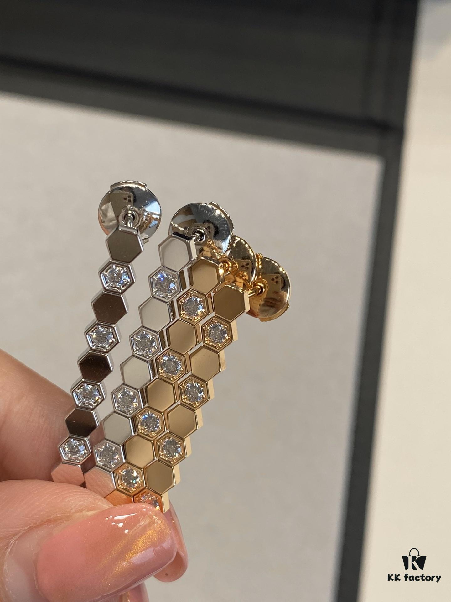 6930011f99f2d84055c8ecfc Shangmei Honeycomb Earrings, Long Style, Seamless Stacking Design with Precision-Crafted Ear Pins