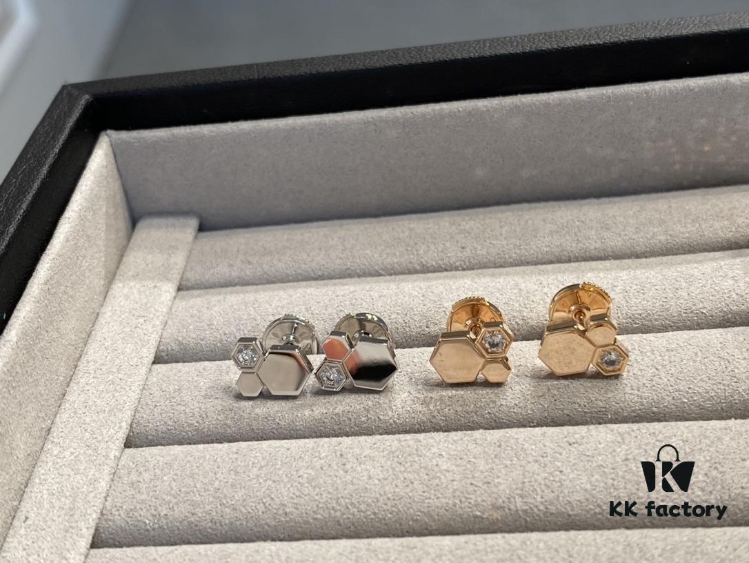 6930012399f2d84055c8ecfe Shangmei Honeycomb Stud Earrings, Three Different Hexagons, Multi-Stage Precision Carving, Most Complex Craftsmanship!