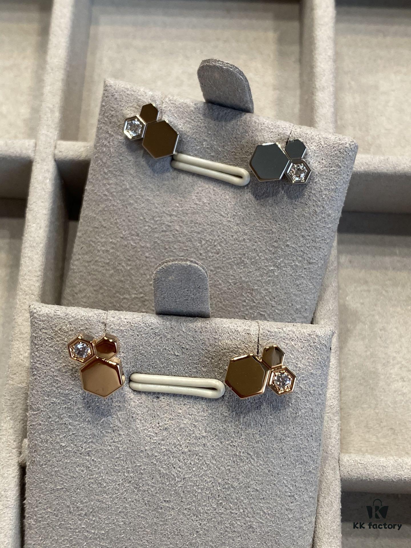 6930012a99f2d84055c8ed02 Shangmei Honeycomb Stud Earrings, Three Different Hexagons, Multi-Stage Precision Carving, Most Complex Craftsmanship!
