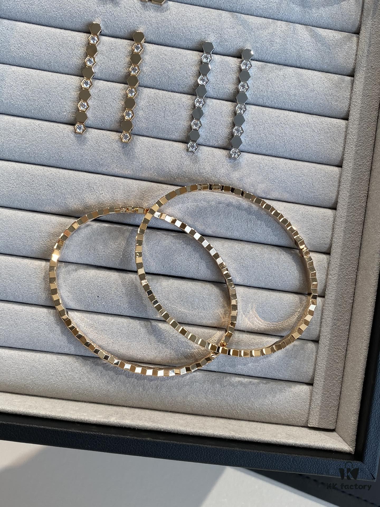 SAMMIX Honeycomb Bracelet, Stud Earrings, Ring, Necklace
