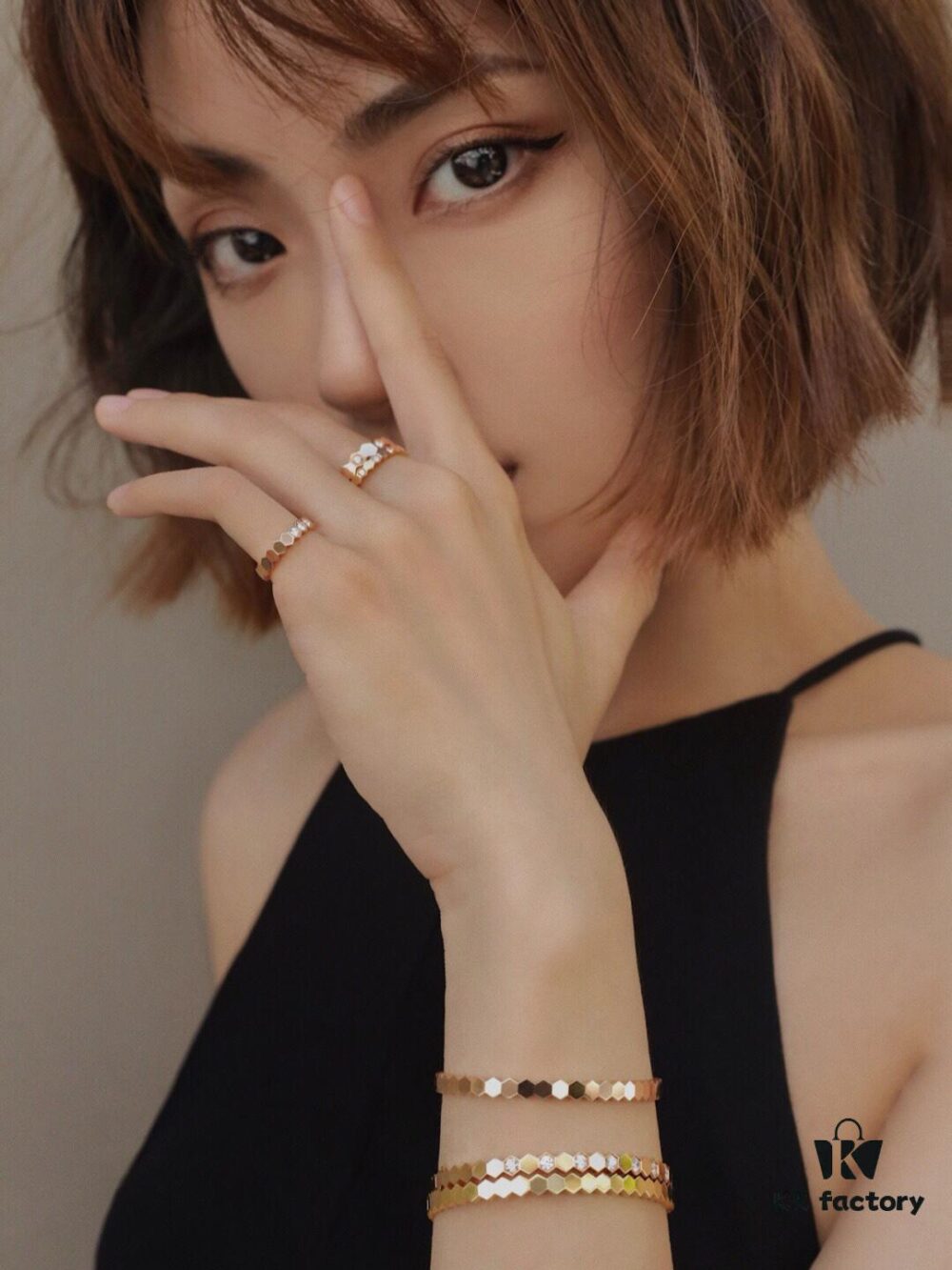 6930014799f2d84055c8ed1c Honeycomb Bracelet Wearing Reference Image