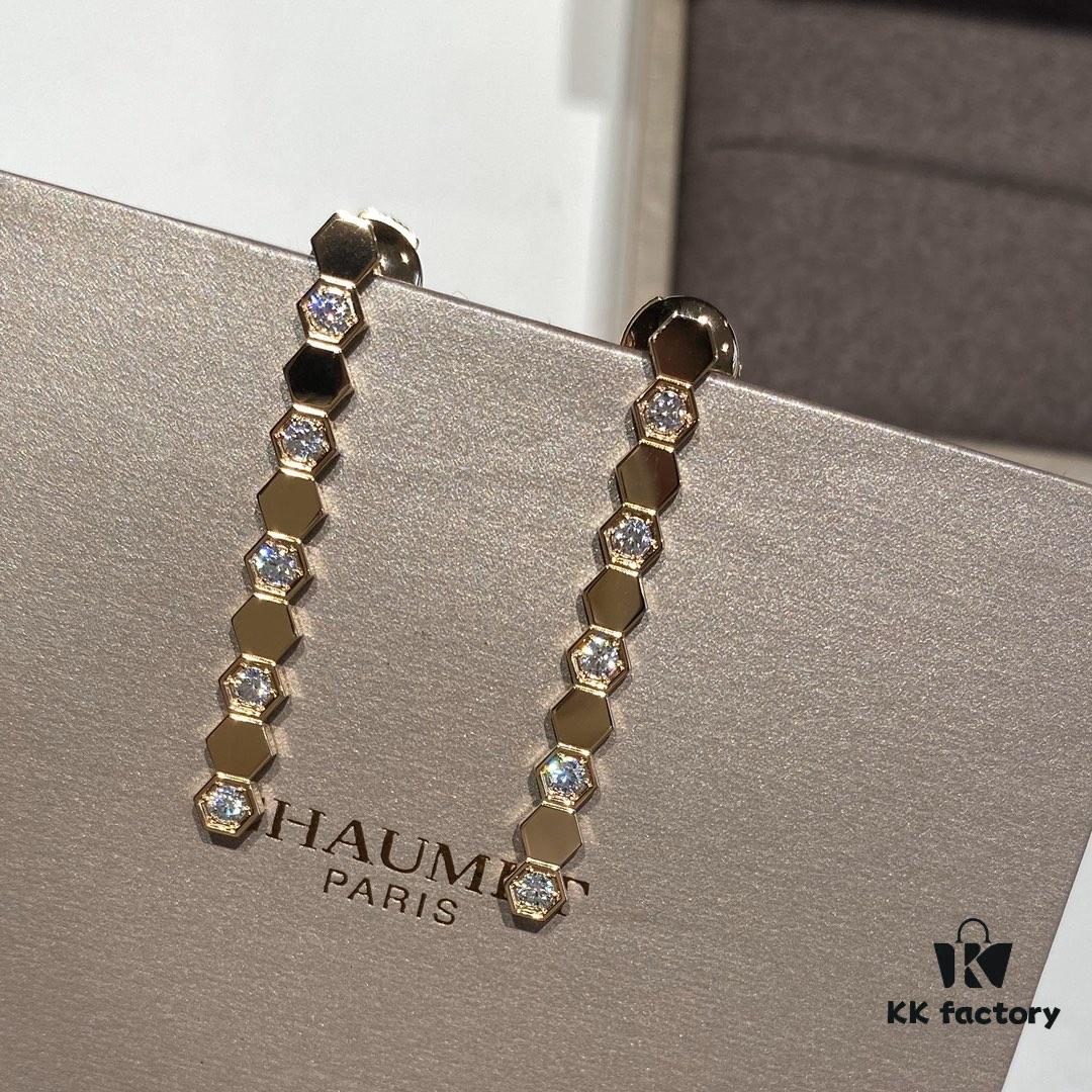 6930017f99f2d84055c8ed52 V Gold Material Shang* Honeycomb Earrings Long Style, Minimalist Design, Luxury Jewelry Custom
