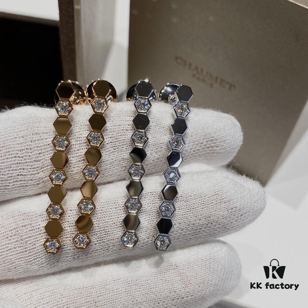 6930018099f2d84055c8ed54 V Gold Material Shang* Honeycomb Earrings Long Style, Minimalist Design, Luxury Jewelry Custom