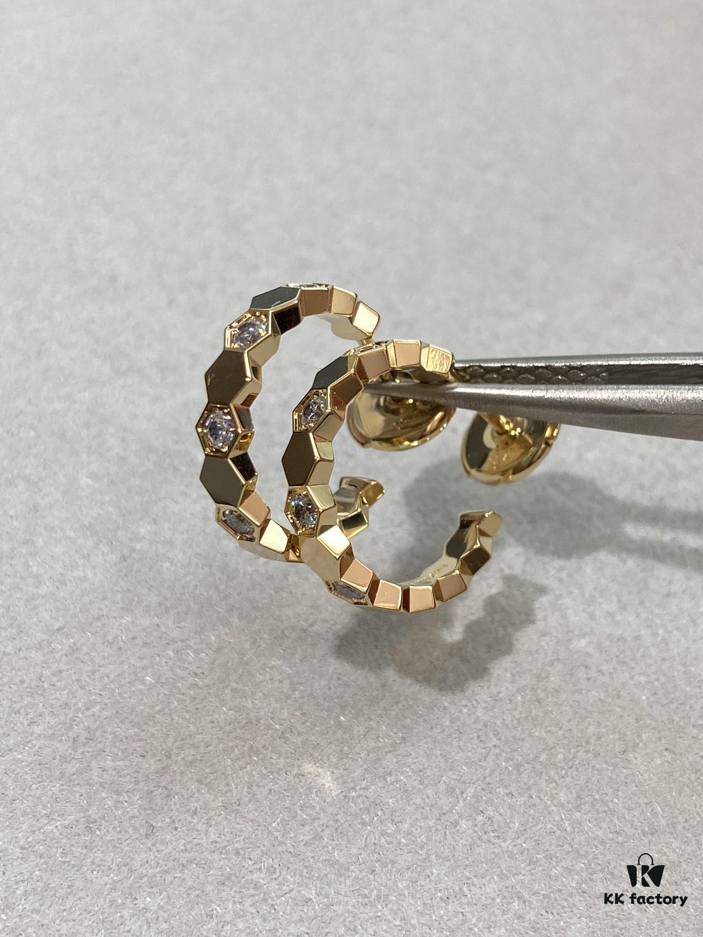 6930019b99f2d84055c8ed6d Ch@umet Shangmei Bee My Love Series Geometric Honeycomb Inspired 18K Thick Gold Plated Circular Earrings