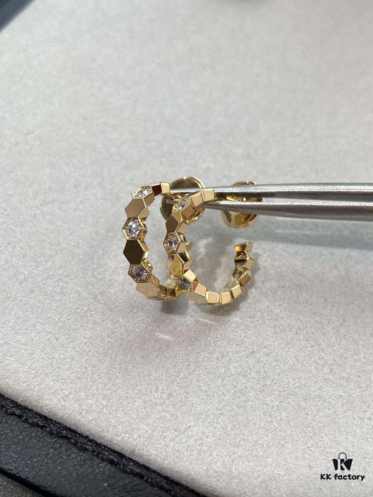 6930019b99f2d84055c8ed6e Ch@umet Shangmei Bee My Love Series Geometric Honeycomb Inspired 18K Thick Gold Plated Circular Earrings