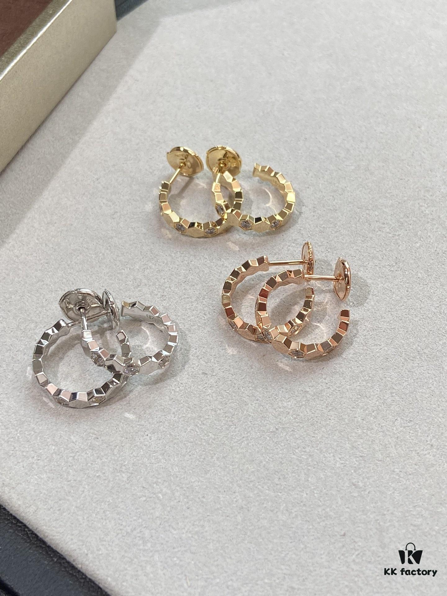 693001a299f2d84055c8ed76 Ch@umet Shangmei Bee My Love Series Geometric Honeycomb Inspired 18K Thick Gold Plated Circular Earrings