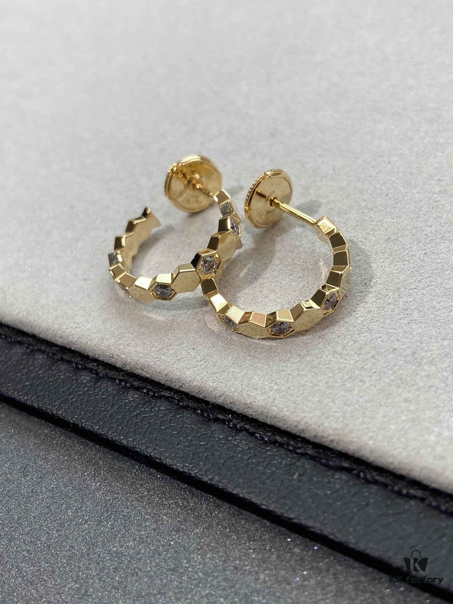 693001b599f2d84055c8ed89 Ch@umet Shangmei Bee My Love Series Geometric Honeycomb Inspired 18K Thick Gold Plated Circular Earrings