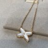 693001bb99f2d84055c8ed91 Cross Necklace in Rose Gold with White Shell, Chu Shang Mei Paris, Palladium Plated + 0.5 Version, 37.5-41.5cm, Full V-Gold with Natural Deep-Sea White Shell, Individually Carved Stone Setting, Center Inlaid with Premium Silicon Titanium Material