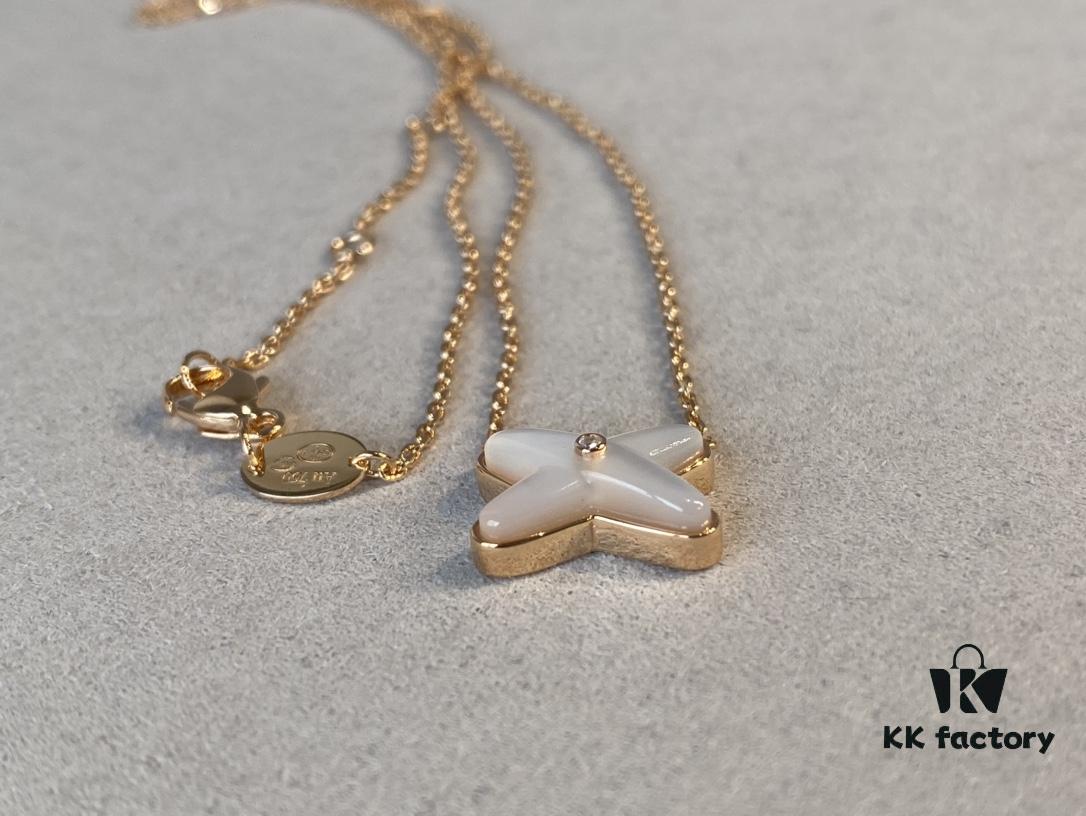 693001be99f2d84055c8ed95 Cross Necklace in Rose Gold with White Shell, Chu Shang Mei Paris, Palladium Plated + 0.5 Version, 37.5-41.5cm, Full V-Gold with Natural Deep-Sea White Shell, Individually Carved Stone Setting, Center Inlaid with Premium Silicon Titanium Material