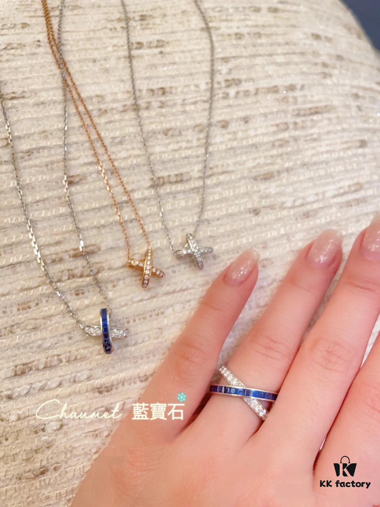 693001d499f2d84055c8edae Liens Forever Series, Sapphire and Diamond-Set Necklace, Ring Wearing Reference Image