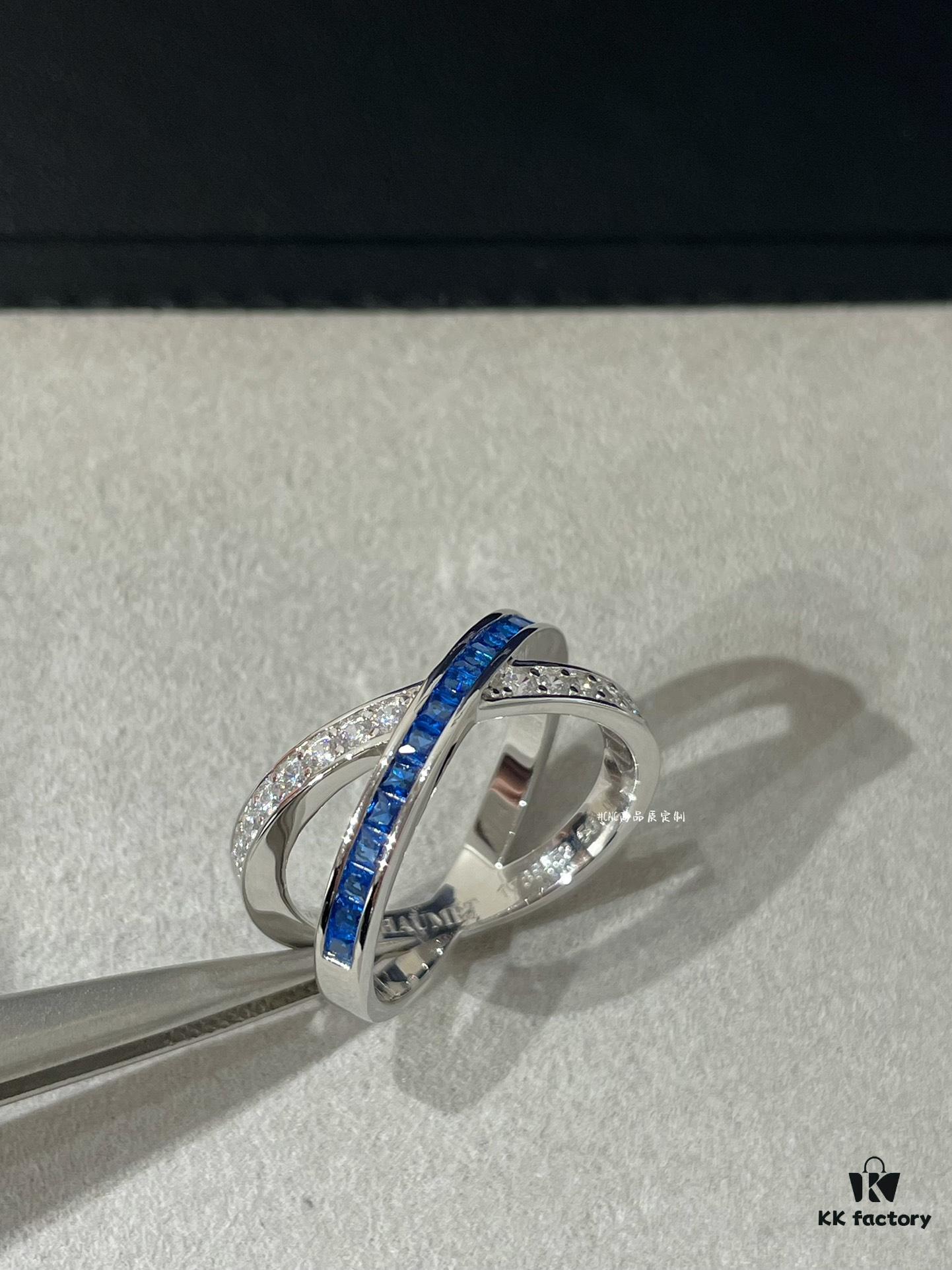 693001d999f2d84055c8edb2 CHAUMET Paris Jeux de Liens Harmony Sapphire Cross Ring, Latest Design, Eye-Catching and Skin-Brightening Color