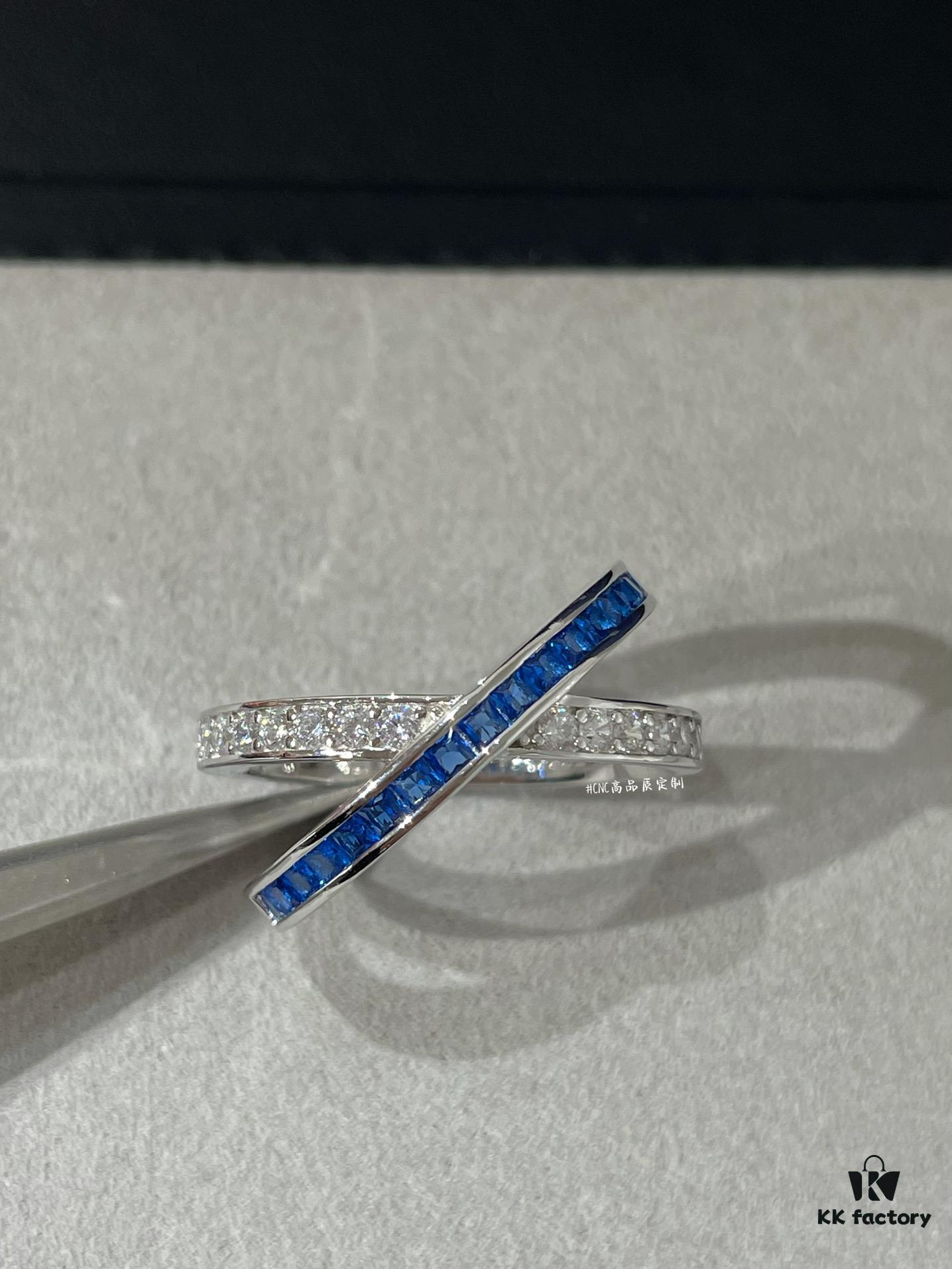 693001d999f2d84055c8edb3 CHAUMET Paris Jeux de Liens Harmony Sapphire Cross Ring, Latest Design, Eye-Catching and Skin-Brightening Color