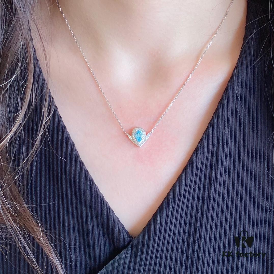 6930021e99f2d84055c8ee08 SAMMY High-End Custom Micro-Pave Aquamarine Teardrop Necklace
