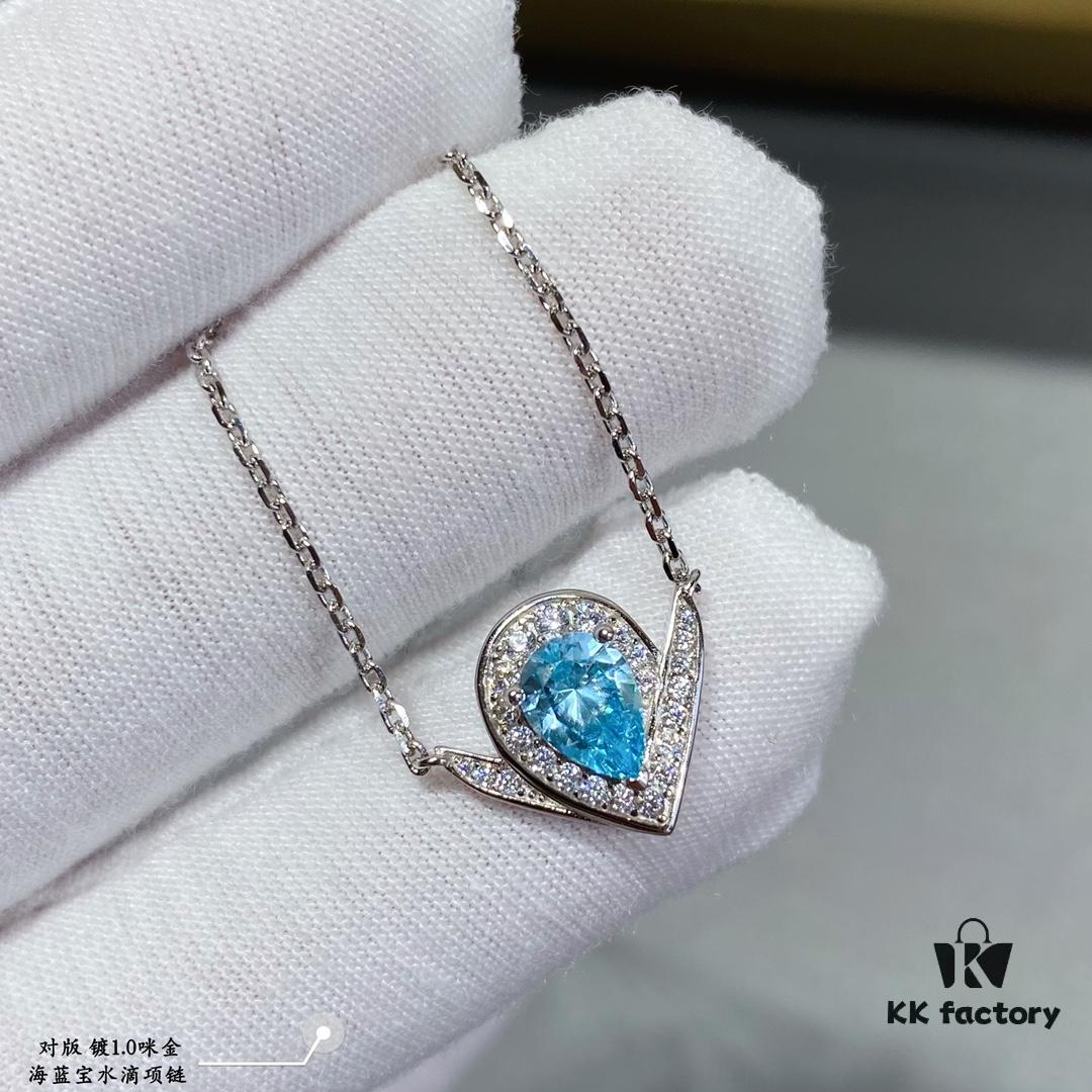 6930021e99f2d84055c8ee09 SAMMY High-End Custom Micro-Pave Aquamarine Teardrop Necklace