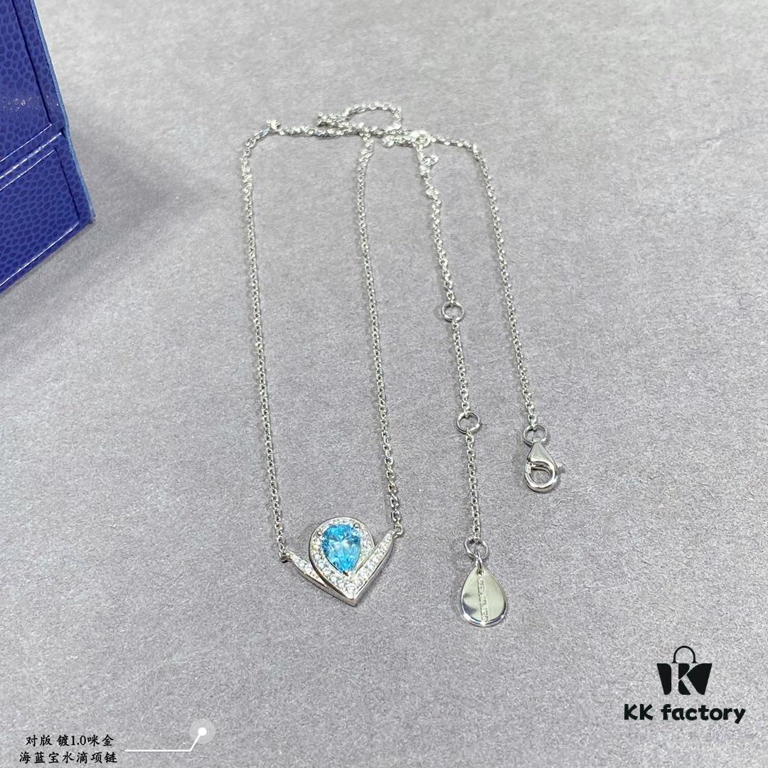 6930021f99f2d84055c8ee0b SAMMY High-End Custom Micro-Pave Aquamarine Teardrop Necklace