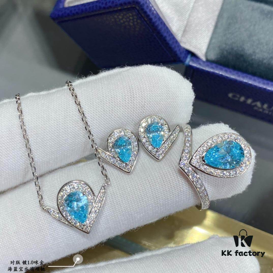 6930022099f2d84055c8ee0c SAMMY High-End Custom Micro-Pave Aquamarine Teardrop Necklace