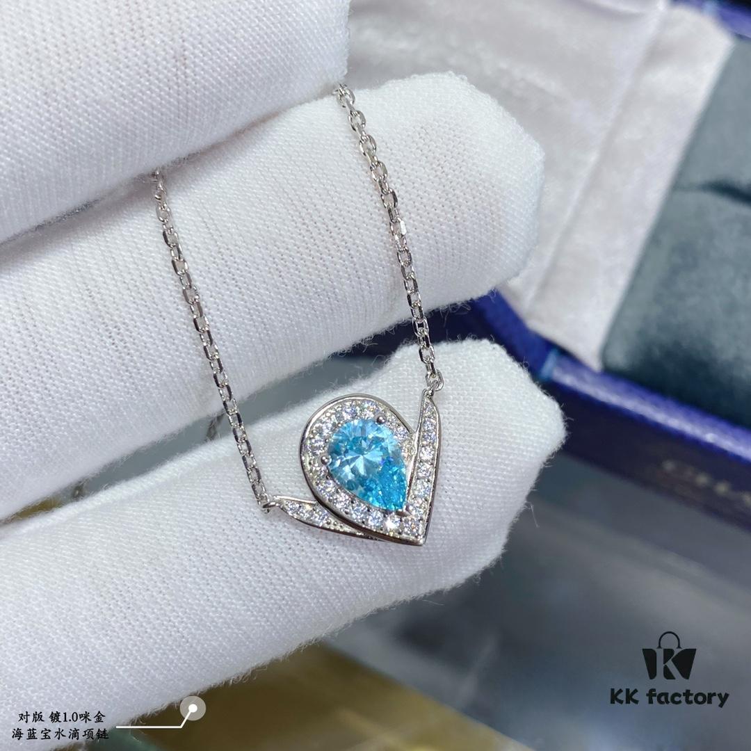 6930022099f2d84055c8ee0d SAMMY High-End Custom Micro-Pave Aquamarine Teardrop Necklace
