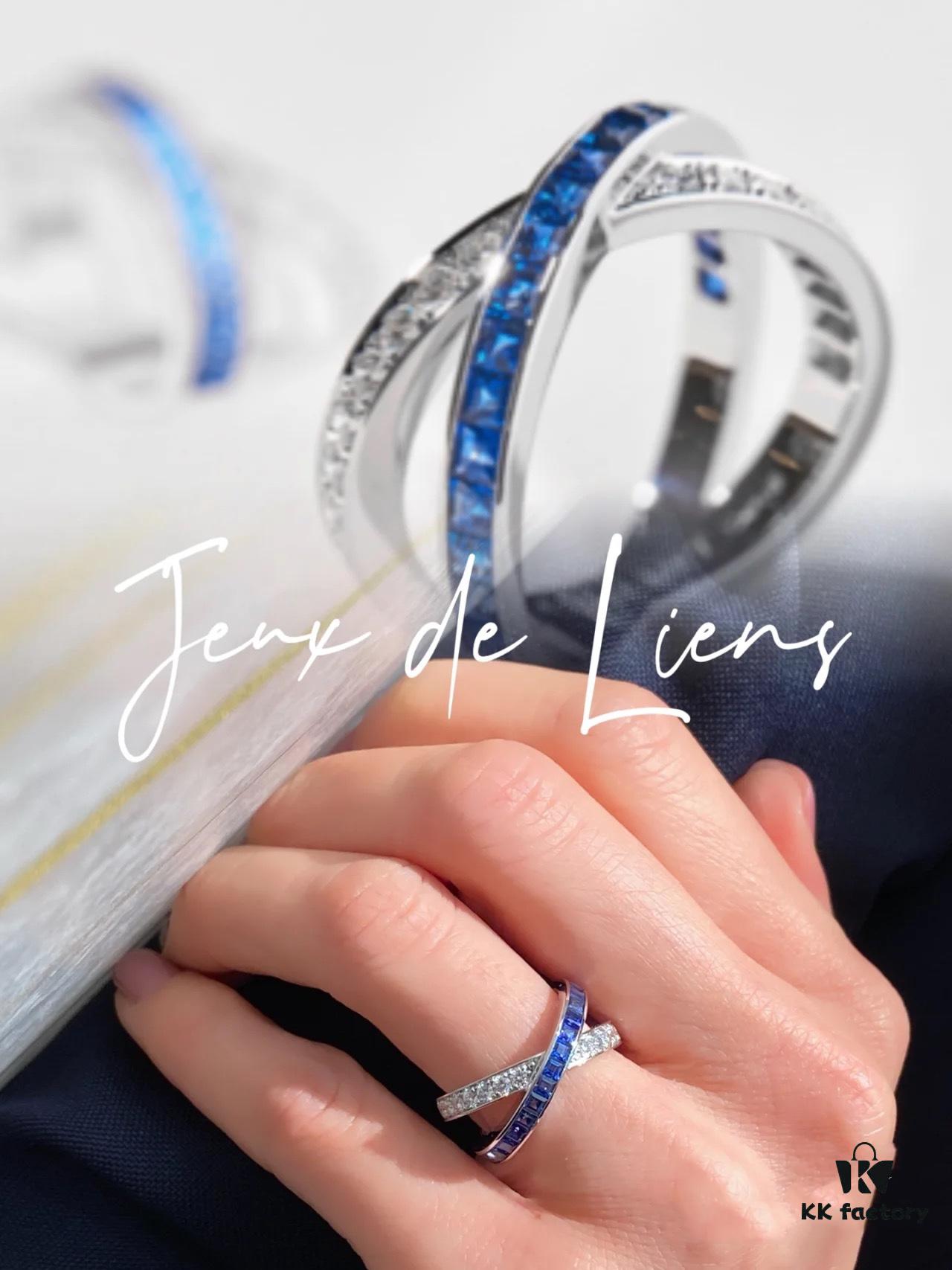 6930022599f2d84055c8ee15 Liens Forever Series, Sapphire and Diamond-Set Necklace, Ring Wearing Reference Image