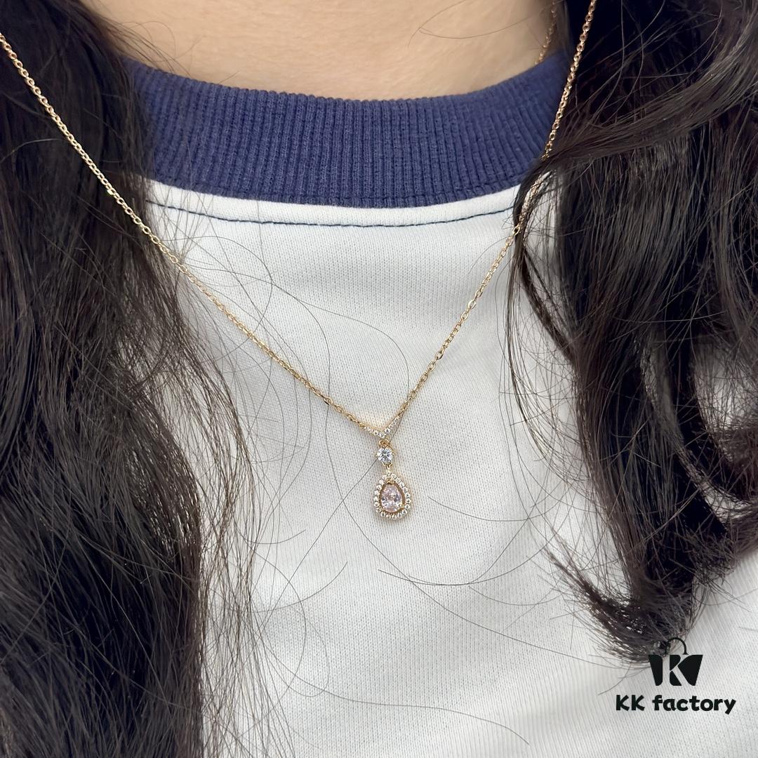 6930022b99f2d84055c8ee1f Swarovski Teardrop Pear-Shaped Diamond Pendant Necklace with Tassel, High-Quality Hand-Set Imported Zircon Gemstones