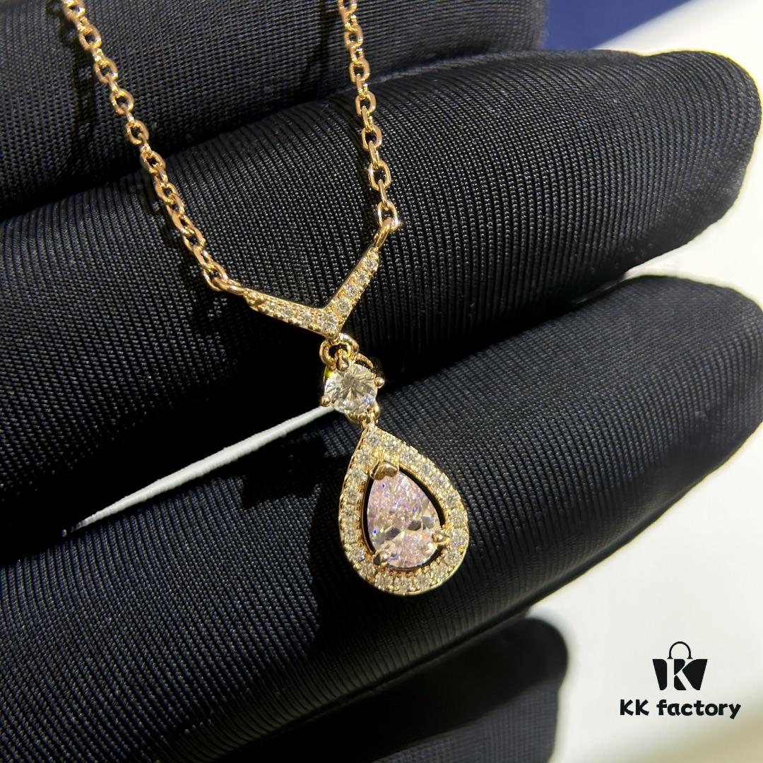 6930022e99f2d84055c8ee20 Swarovski Teardrop Pear-Shaped Diamond Pendant Necklace with Tassel, High-Quality Hand-Set Imported Zircon Gemstones