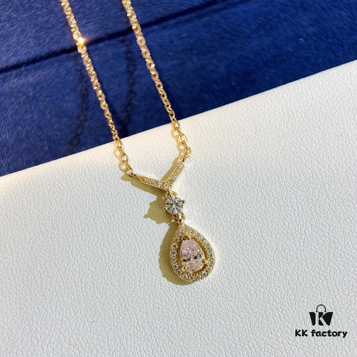6930022e99f2d84055c8ee21 Swarovski Teardrop Pear-Shaped Diamond Pendant Necklace with Tassel, High-Quality Hand-Set Imported Zircon Gemstones