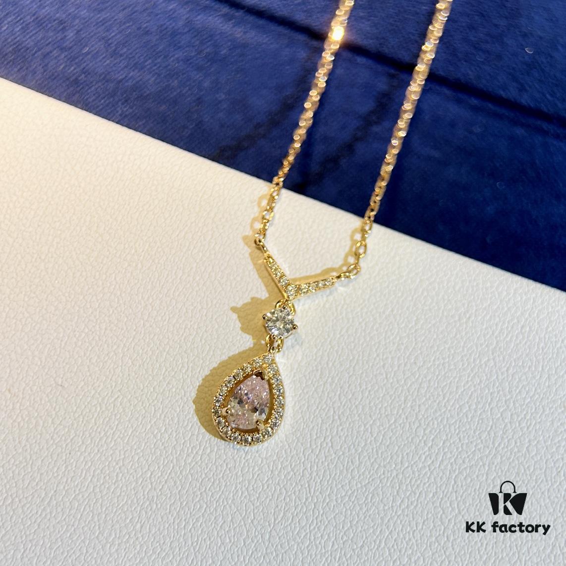6930022e99f2d84055c8ee22 Swarovski Teardrop Pear-Shaped Diamond Pendant Necklace with Tassel, High-Quality Hand-Set Imported Zircon Gemstones