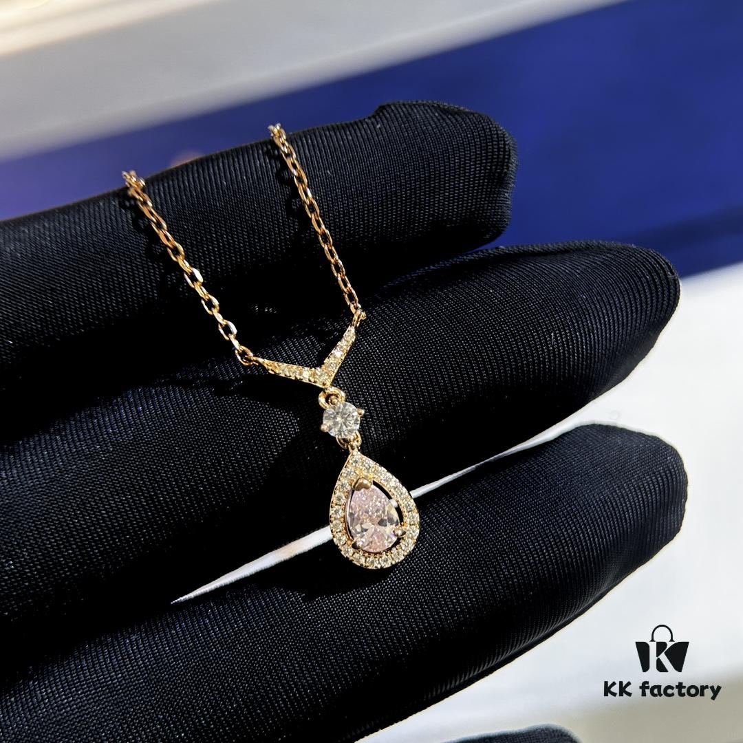 6930022f99f2d84055c8ee24 Swarovski Teardrop Pear-Shaped Diamond Pendant Necklace with Tassel, High-Quality Hand-Set Imported Zircon Gemstones