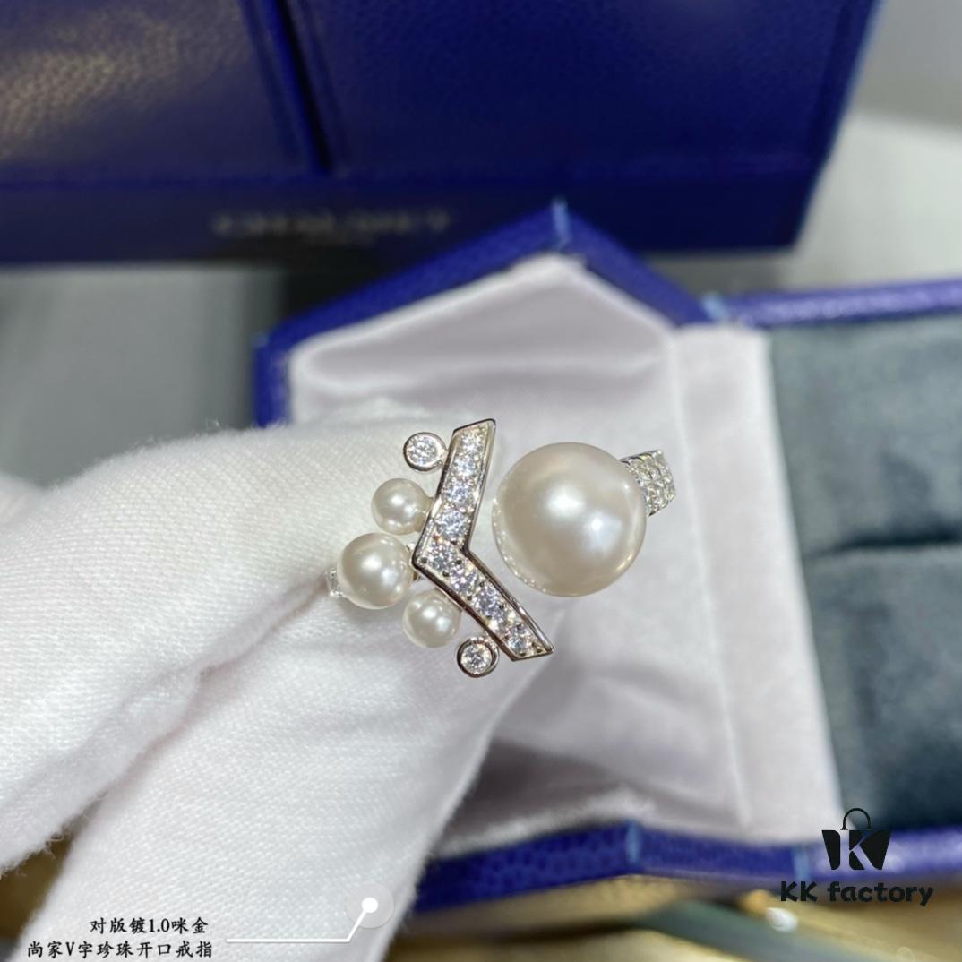 6930024199f2d84055c8ee3c Shangmei V-Shaped Pearl Open Ring 💍 Uniquely Customized with Your Love, Exquisite Micro-Pave Craftsmanship ♥️ A Soulmate's Promise: Grow Old Together