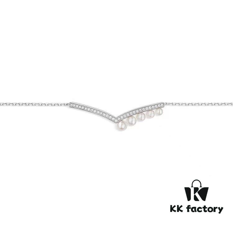 6930024699f2d84055c8ee44 Shangmei V-Shaped Pearl Bracelet, Customized with Our Love, Exquisite Micro-Pave Craftsmanship