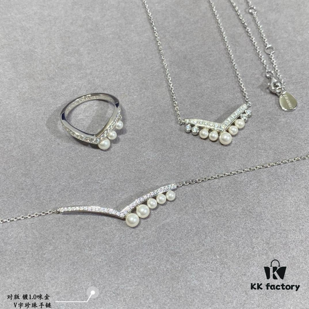Shangmei V-Shaped Pearl Bracelet, Customized with Our Love, Exquisite Micro-Pave Craftsmanship