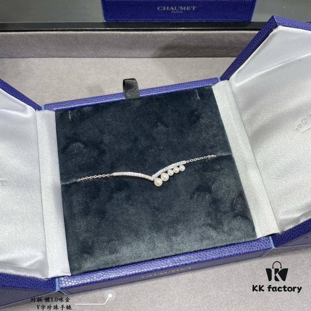 Shangmei V-Shaped Pearl Bracelet, Customized with Our Love, Exquisite Micro-Pave Craftsmanship