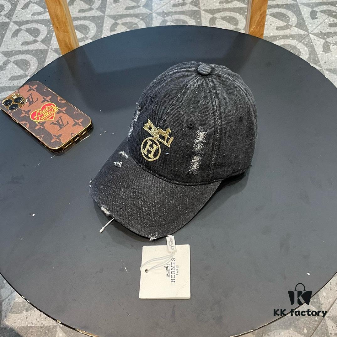 693002d112f62673a6faac43 HERMÈS Denim Baseball Cap, Classic H, Authentic Custom Molded Design, Premium Original Canvas Fabric with Top-Grade Steel Adjustable Buckle